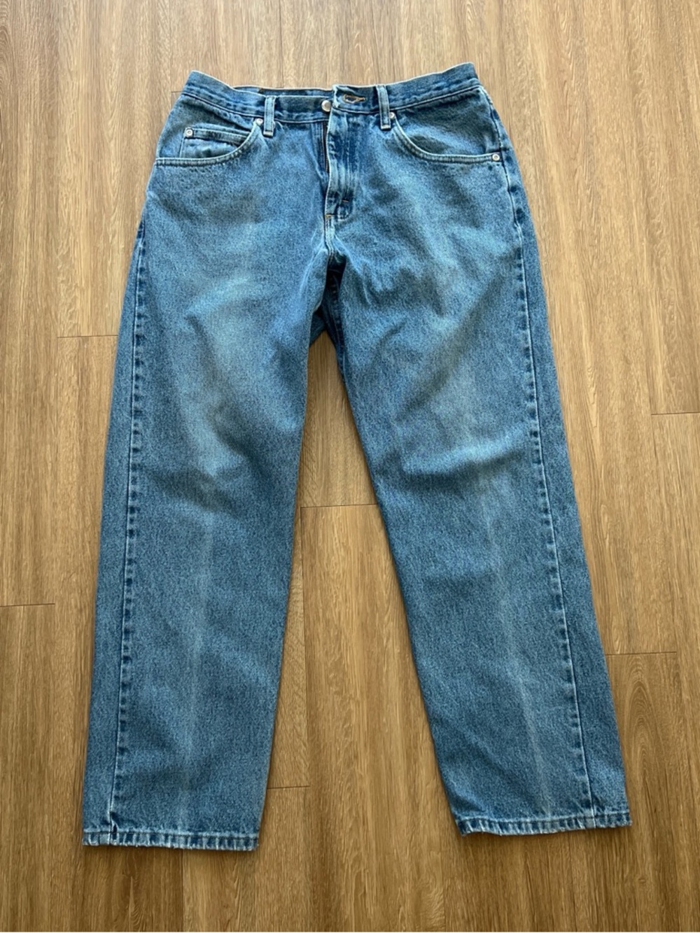 Wrangler Straight-Leg Medium Blue Denim Jeans